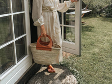 Load image into Gallery viewer, French Market Basket, Straw Bag with leather - Camel Brown
