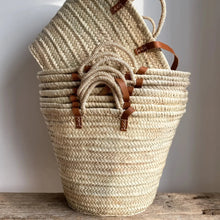 Load image into Gallery viewer, French market basket with double leather straps

